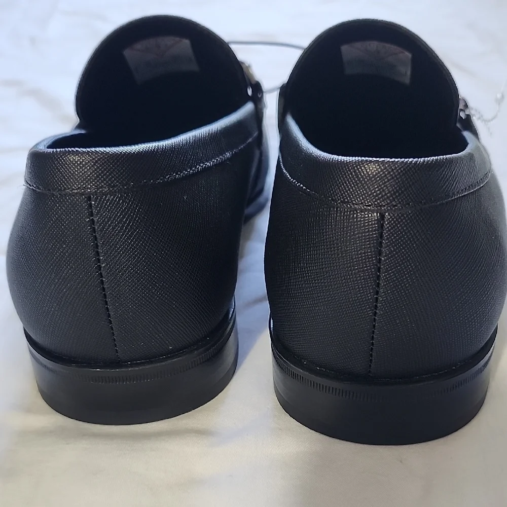 GUESS Men's Black Slip-On Loafers with Silver Accent